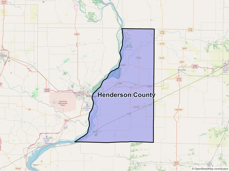 Map of Henderson County, Illinois and ZIP codes