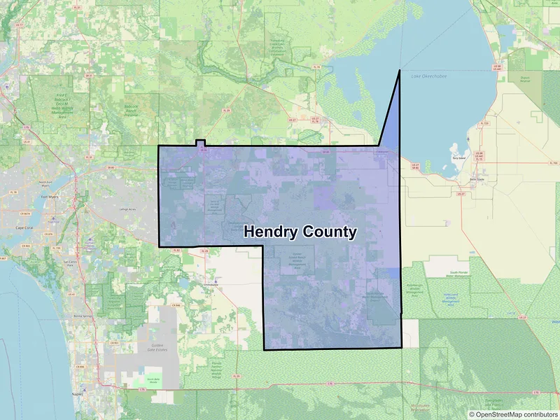 Map of Hendry County, Florida and ZIP codes