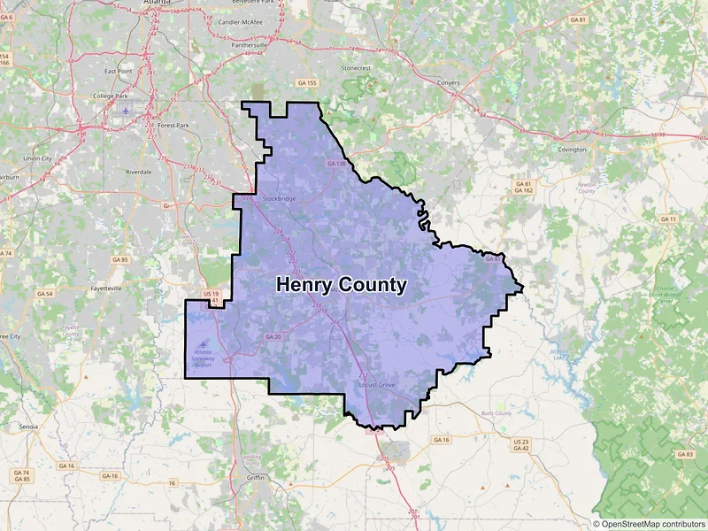 Map of Henry County, Georgia and ZIP codes
