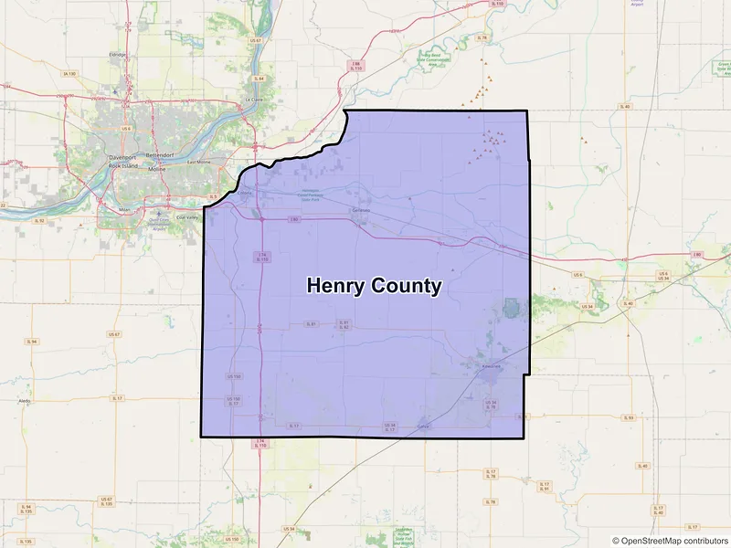 Map of Henry County, Illinois and ZIP codes