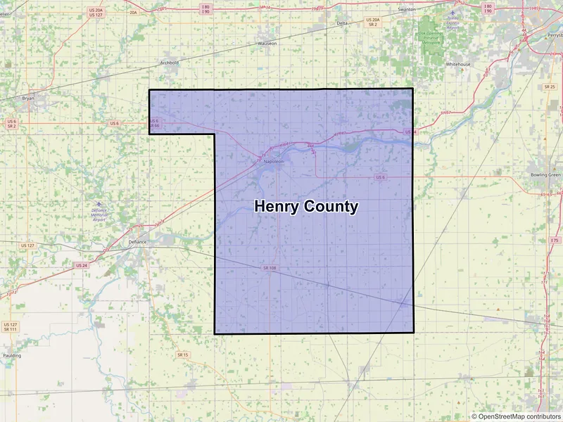Map of Henry County, Ohio and ZIP codes