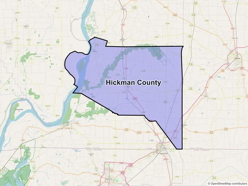 Map of Hickman County, Kentucky and ZIP codes