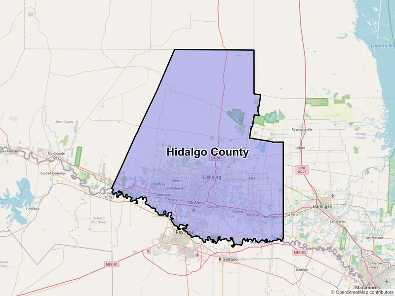 Map of Hidalgo County, Texas and ZIP codes