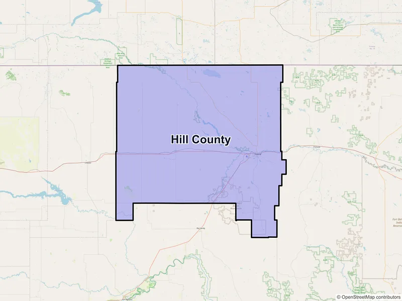 Map of Hill County, Montana and ZIP codes