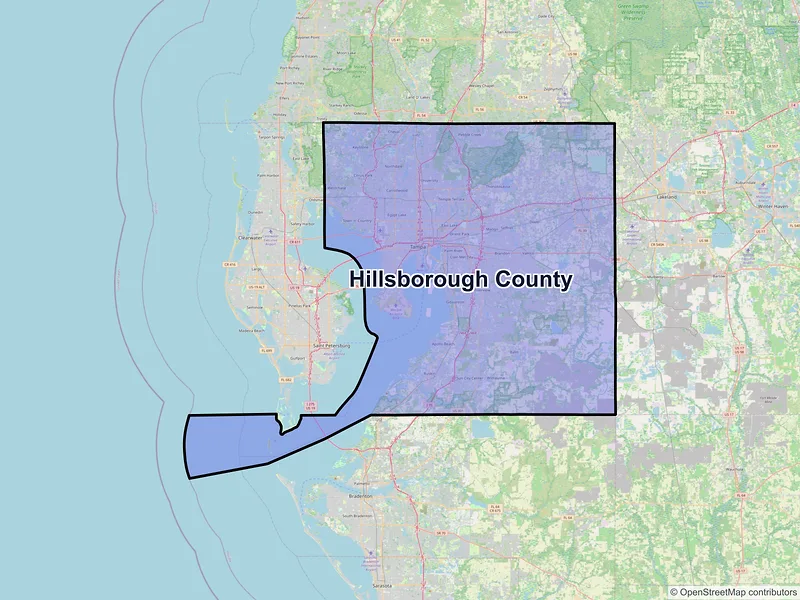 Map of Hillsborough County, Florida and ZIP codes