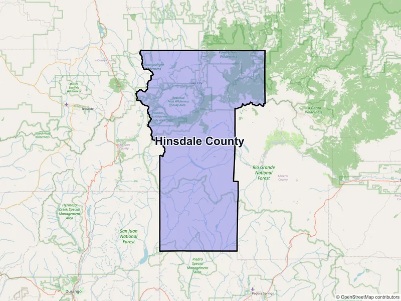 Map of Hinsdale County, Colorado and ZIP codes