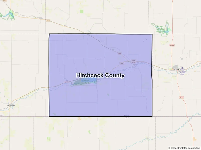 Map of Hitchcock County, Nebraska and ZIP codes