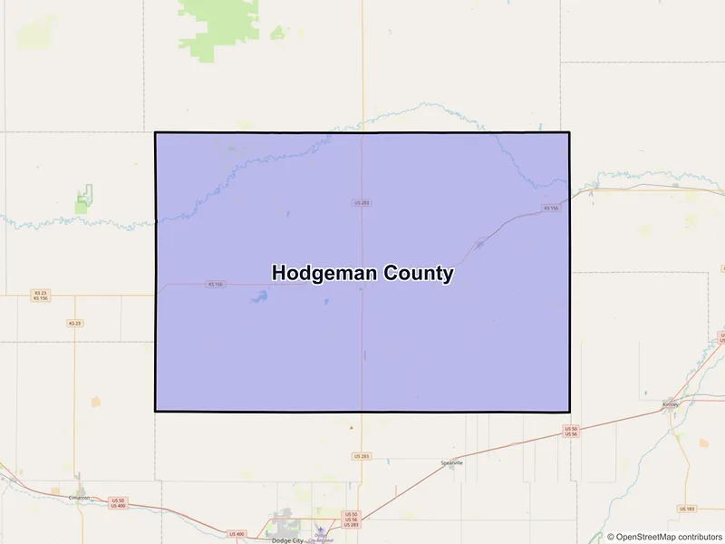 Map of Hodgeman County, Kansas and ZIP codes