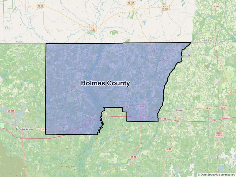 Map of Holmes County, Florida and ZIP codes