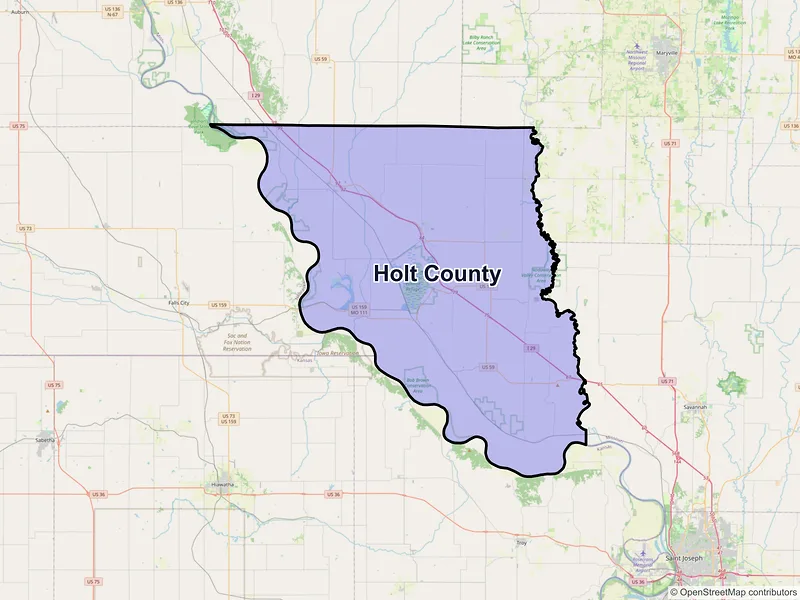 Map of Holt County, Missouri and ZIP codes