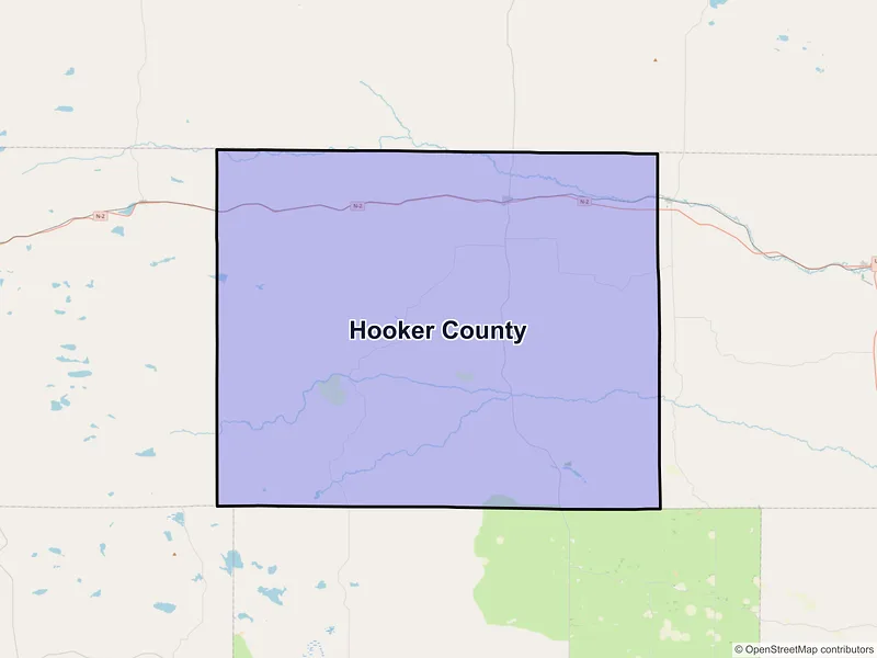 Map of Hooker County, Nebraska and ZIP codes