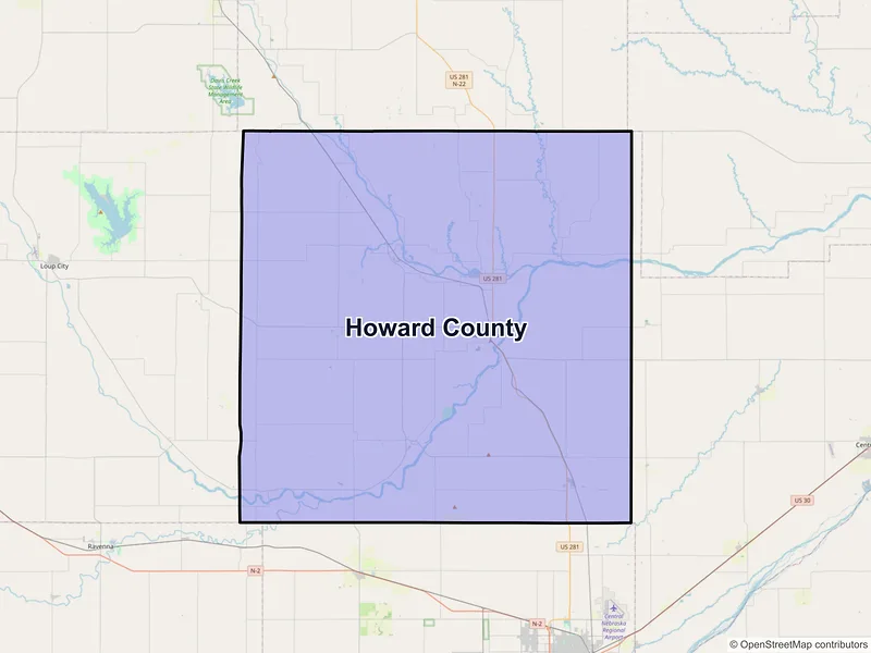 Map of Howard County, Nebraska and ZIP codes