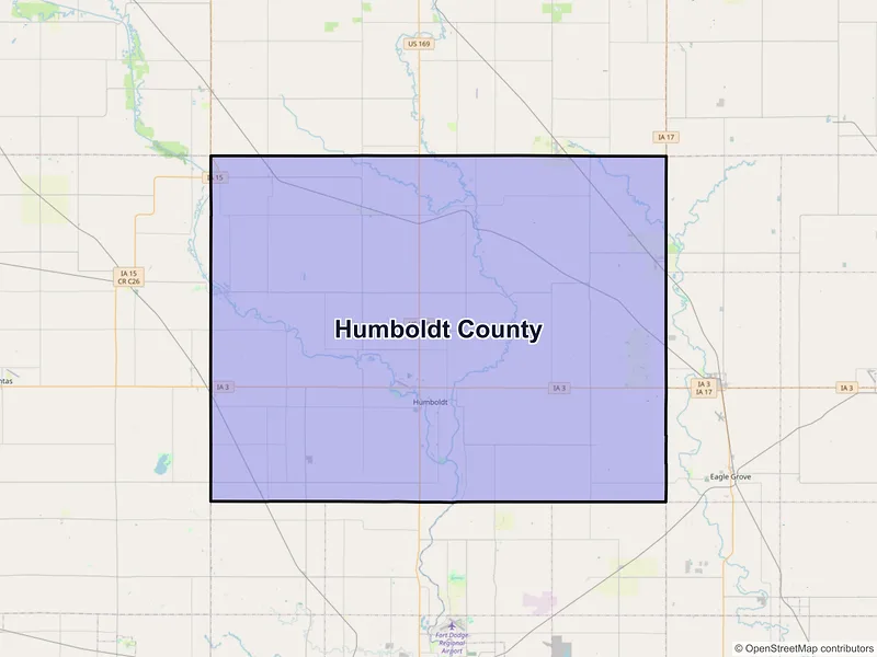 Map of Humboldt County, Iowa and ZIP codes