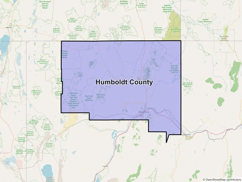 Map of Humboldt County, Nevada and ZIP codes