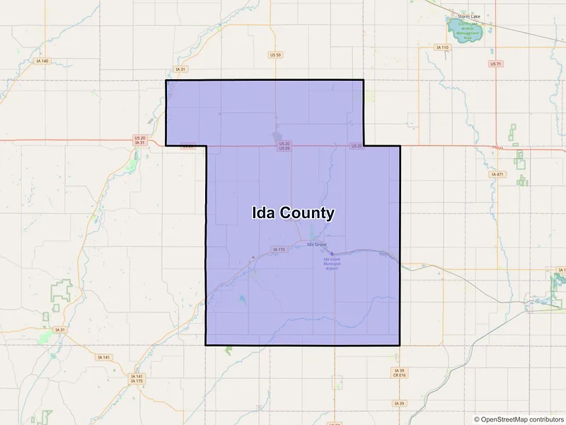 Map of Ida County, Iowa and ZIP codes