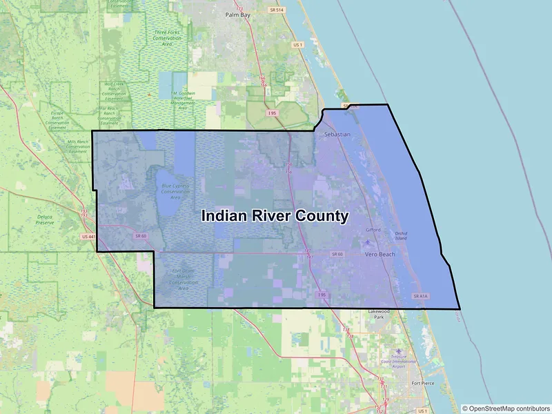 Map of Indian River County, Florida and ZIP codes