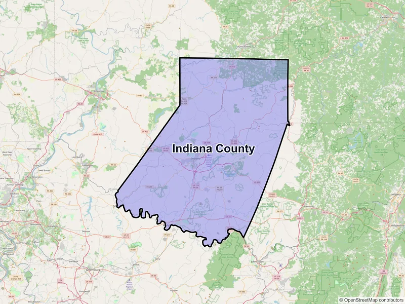 Map of Indiana County, Pennsylvania and ZIP codes