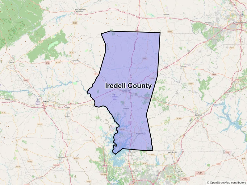 Map of Iredell County, North Carolina and ZIP codes