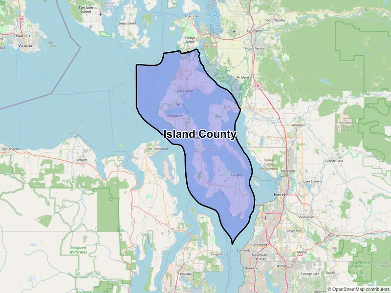 Map of Island County, Washington and ZIP codes