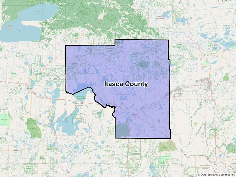 Map of Itasca County, Minnesota and ZIP codes
