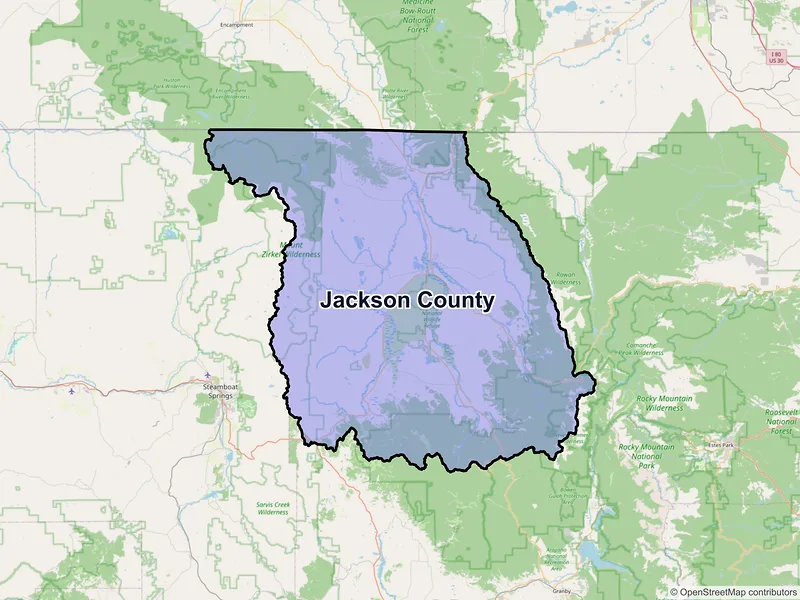 Map of Jackson County, Colorado and ZIP codes