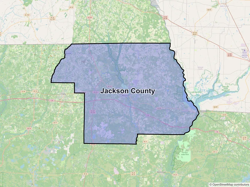 Map of Jackson County, Florida and ZIP codes