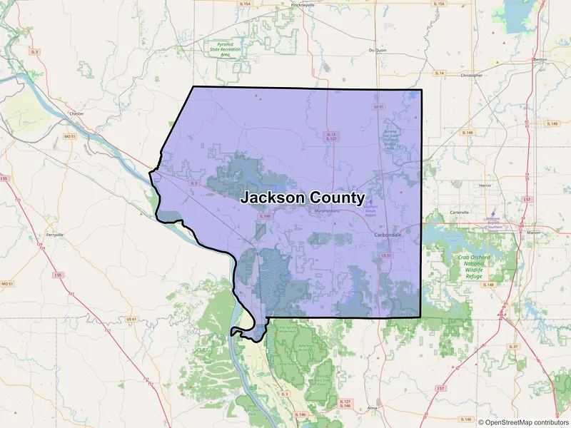 Map of Jackson County, Illinois and ZIP codes