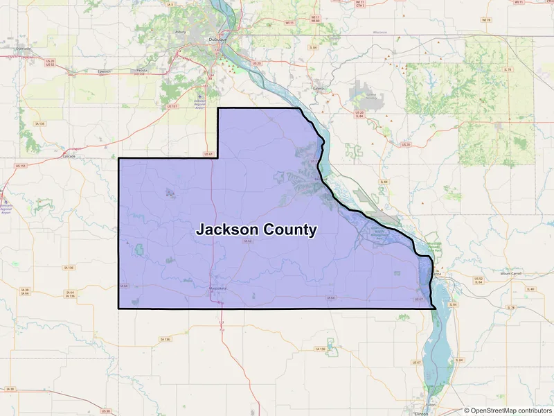Map of Jackson County, Iowa and ZIP codes
