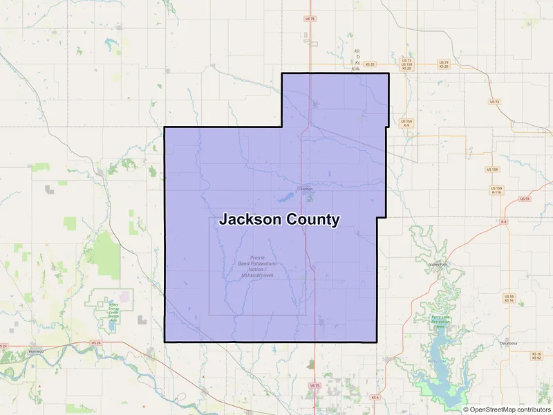 Map of Jackson County, Kansas and ZIP codes