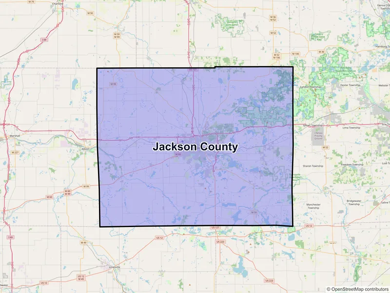Map of Jackson County, Michigan and ZIP codes