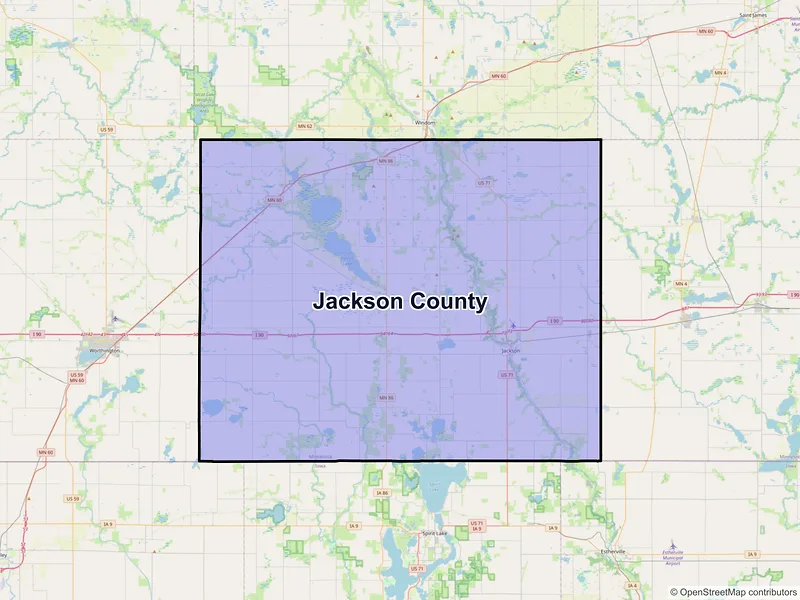 Map of Jackson County, Minnesota and ZIP codes