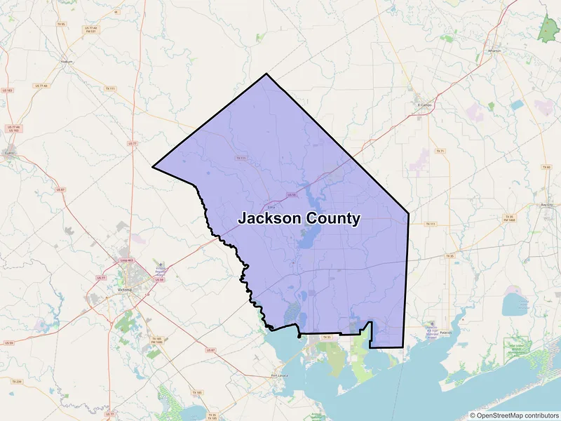 Map of Jackson County, Texas and ZIP codes