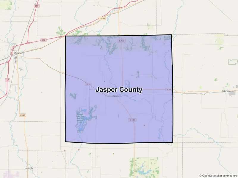Map of Jasper County, Illinois and ZIP codes