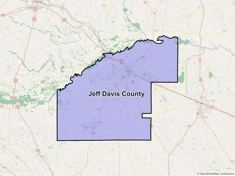 Map of Jeff Davis County, Georgia and ZIP codes