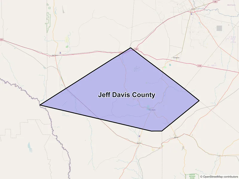 Map of Jeff Davis County, Texas and ZIP codes