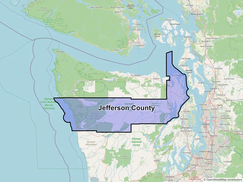 Map of Jefferson County, Washington and ZIP codes