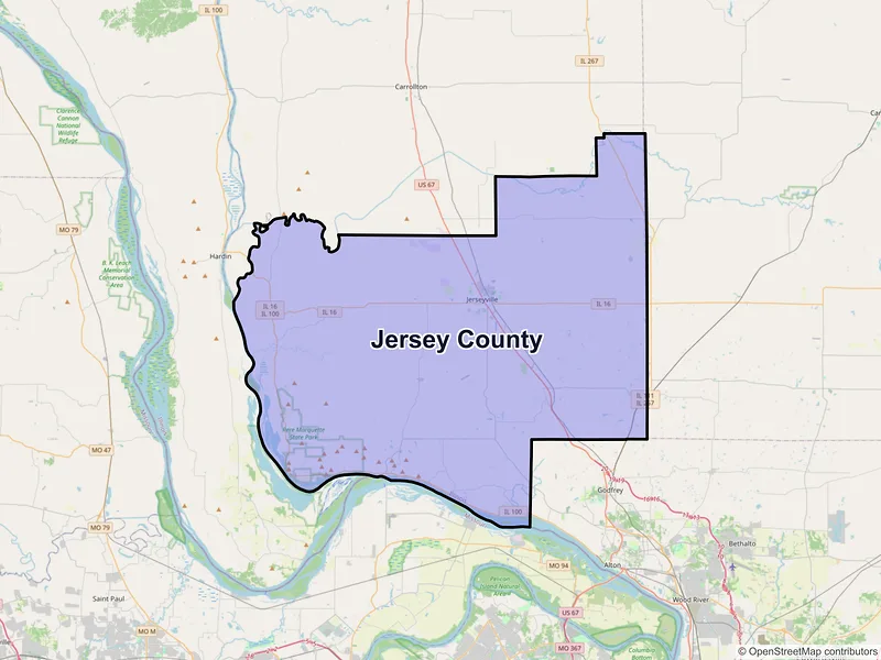 Map of Jersey County, Illinois and ZIP codes
