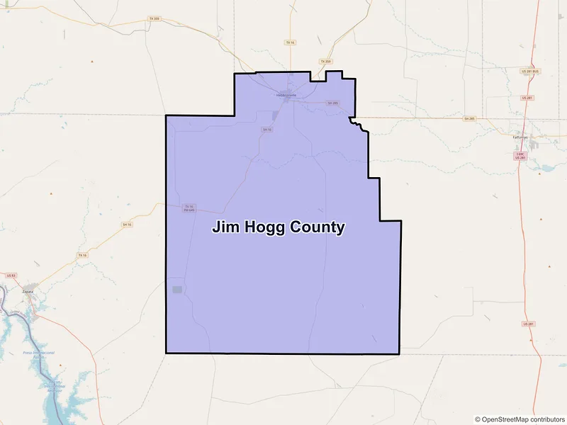 Map of Jim Hogg County, Texas and ZIP codes