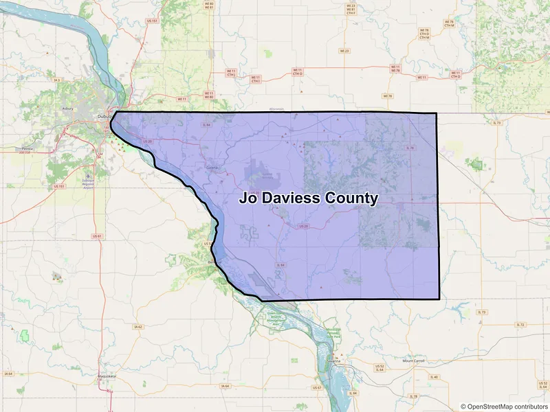Map of Jo Daviess County, Illinois and ZIP codes