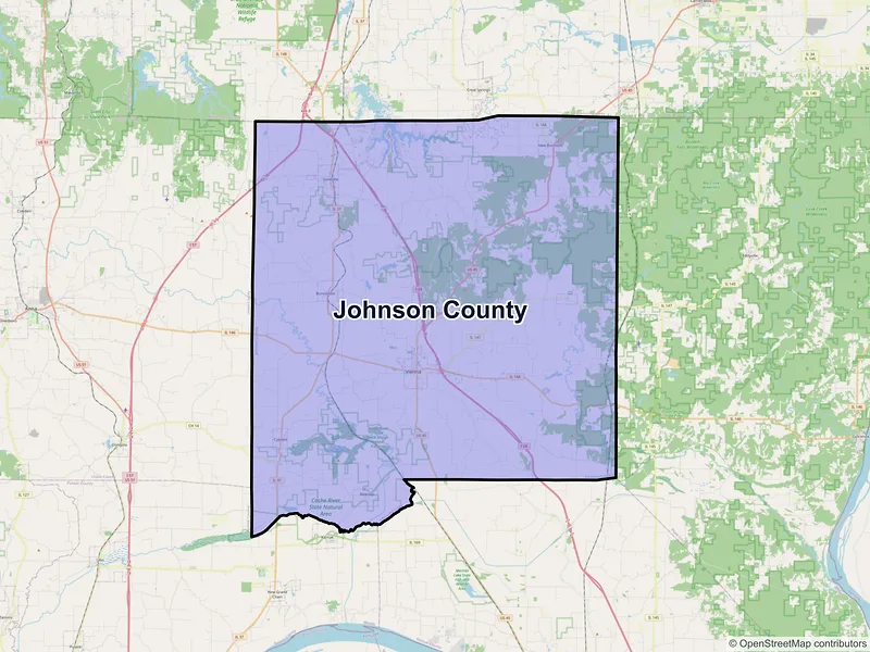 Map of Johnson County, Illinois and ZIP codes