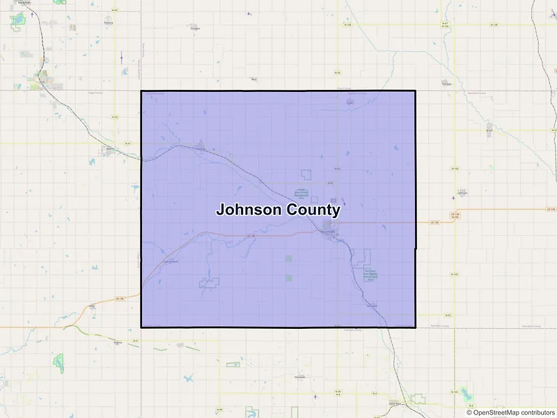 Map of Johnson County, Nebraska and ZIP codes