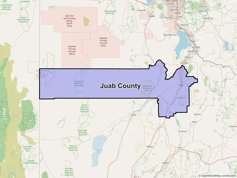 Map of Juab County, Utah and ZIP codes