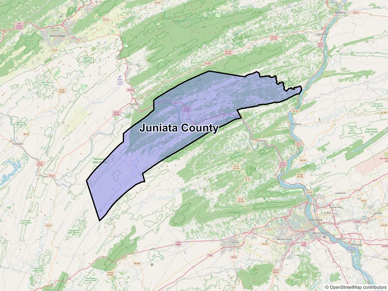 Map of Juniata County, Pennsylvania and ZIP codes