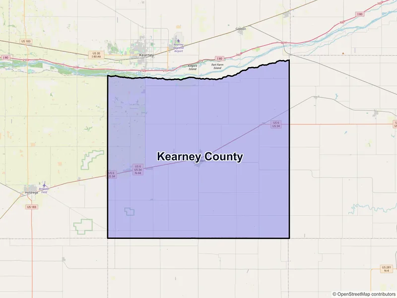 Map of Kearney County, Nebraska and ZIP codes