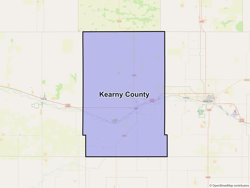 Map of Kearny County, Kansas and ZIP codes