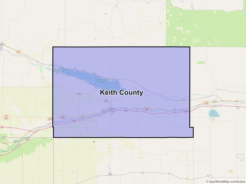 Map of Keith County, Nebraska and ZIP codes