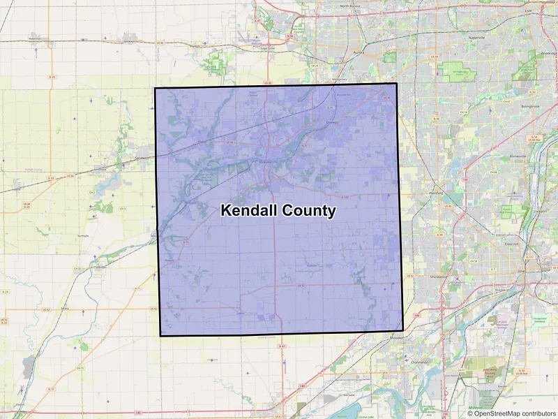 Map of Kendall County, Illinois and ZIP codes