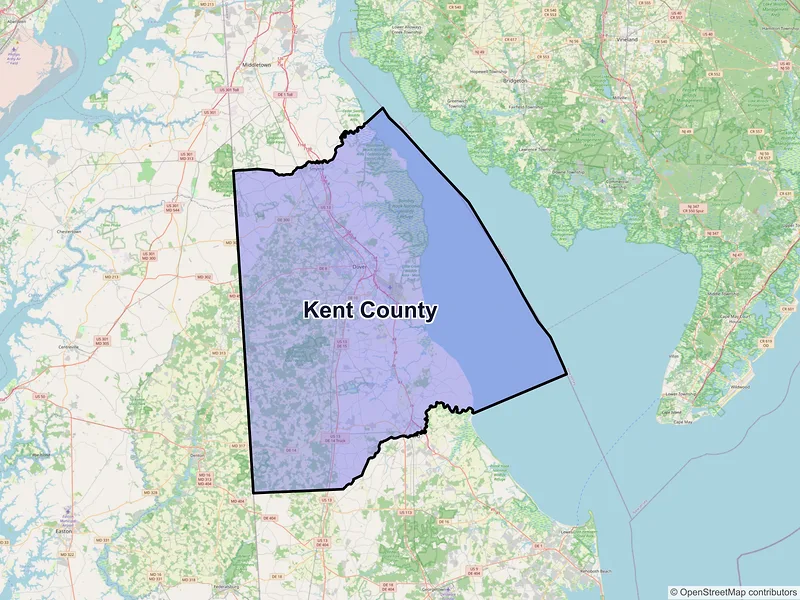Map of Kent County, Delaware and ZIP codes