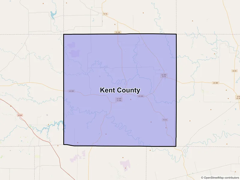 Map of Kent County, Texas and ZIP codes