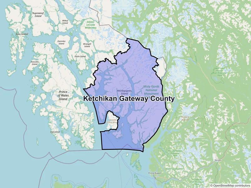 Map of Ketchikan Gateway County, Alaska and ZIP codes